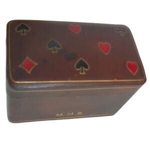 Vintage Italian Leather Double Deck Playing Card Box READ